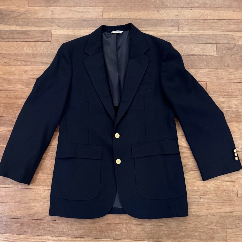 Oakmont Black Hopsack Basketweave Two-Button Blazer | Gold Buttons size 42R
 b58